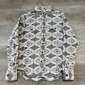 Faherty Brand Mens Sz S Southwestern Aztec Jacquard Flannel Shirt Blanket Cotton